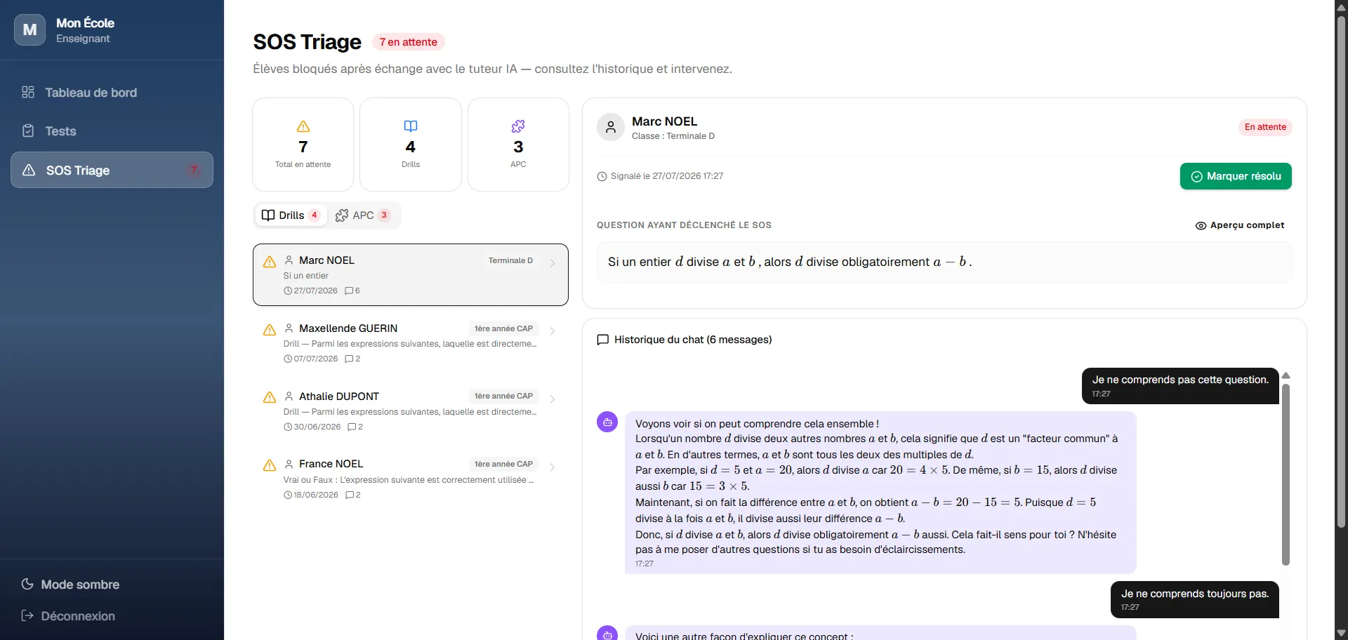 Teacher SOS Triage Dashboard